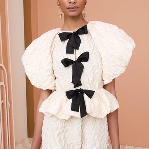 Ulla Johnson Off-White Peplum Puff-Sleeve Babette Top